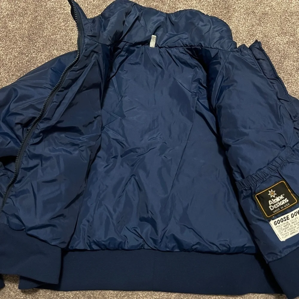 Vintage Alpine Designs Blue & White Goose Down Puffer Jacket Size 14